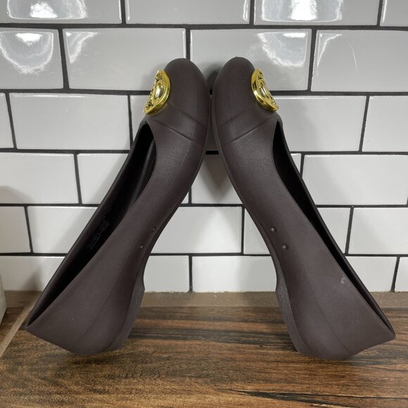 CROCS Gianna Disc Womens Size 6 Shoes Brown Gold Medallion Slip On Ballet Flats - Picture 5 of 14
